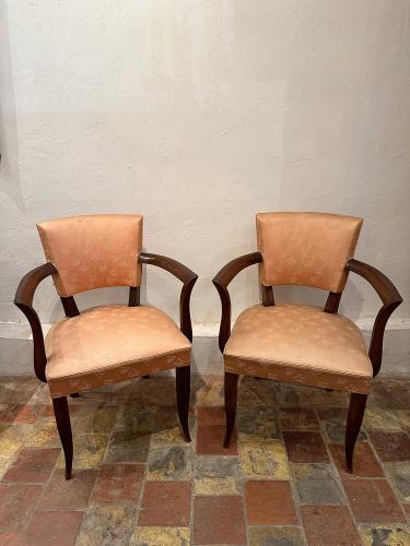 Pair of Vintage Upholstered Mahoghany Chairs by 
