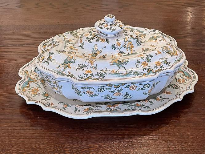 Moustiers Covered Tureen with Platter by Unknown...