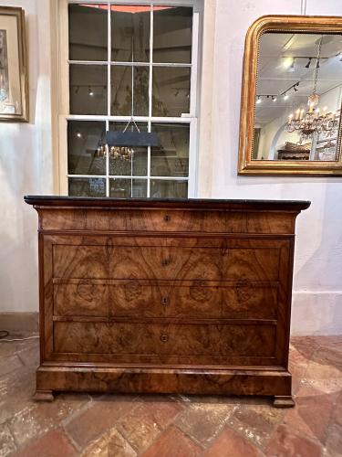 19th C. French Walnut Louis Philippe Commode by 