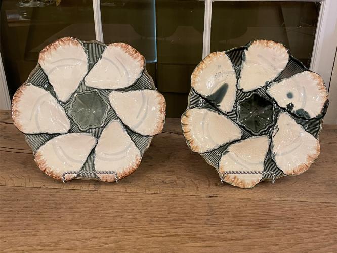 Pair of French Faience Oyster Plates by 