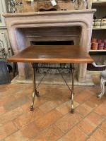 French Wooden Bistro Table with Bronze Base by Unknown...