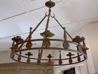 1900's French Gothic Style Hand-Forged Iron 8-Light Chandelier by 