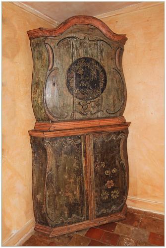18th C. Swedish Painted Corner Cabinet by 