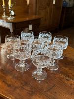 Set/8 French Etched Glass Bistro Glasses by 