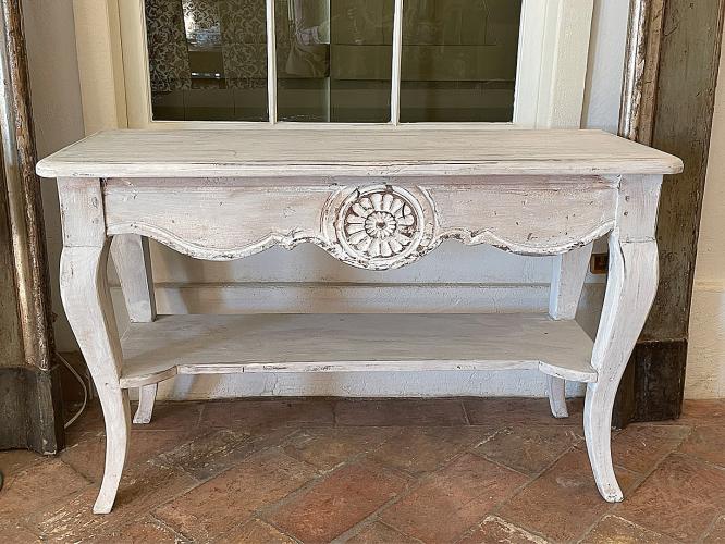French LXV-Style White-Washed Console by 