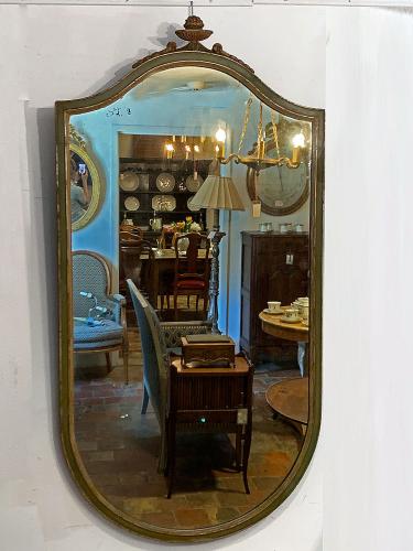 19th C. French Louis XVI Style Wooden Mirror by None None