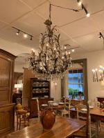 12-Arm Custom Designed French Tole & Crystal Chandelier by None None