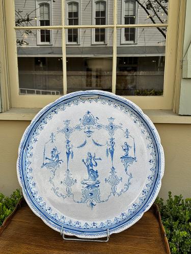 18th C. French Moustiers Round Platter by 
