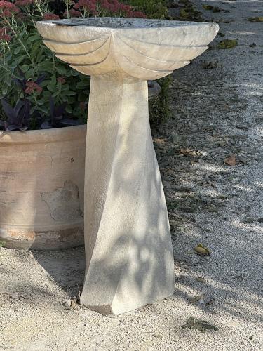 Custom Designed French Limestone Birdbath by 