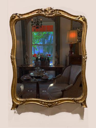 French Louis XV-Style Gilded Wood Mirror by 