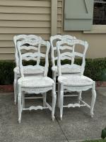 Seat/4 French Painted Rush-Seat Provencale Chairs by 