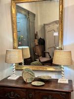 Pair of French Painted Barley-Twist Style Lamps by 