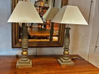 Pair of French Lamps Made from Bedposts by 