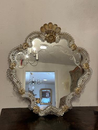 19th C. Italian Murano Glass Mirror by 