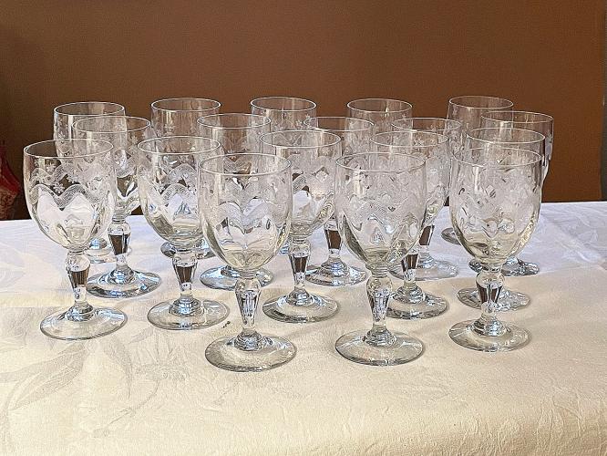 Set of 18 French Stemmed Wine/Water Glasses by 