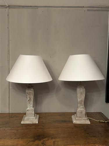 Pair of French Painted Lamps by 