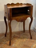 18th C. French Louis XV-Style Walnut & Beech Side Table by 