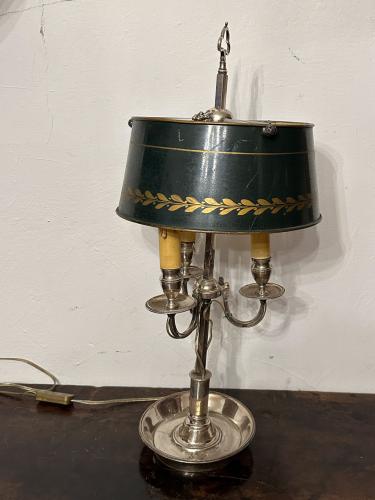 Turn of 19th/20th C. French Silverplate Bouillotte Lamp by 