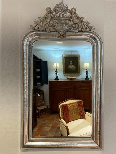 19th C. French Silver Gilded Louis Philippe Mirror by 