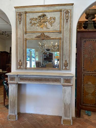 19th C. French Trumeau Mirror with Wooden Mantle by Unknown...