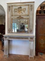 19th C. French Trumeau Mirror with Wooden Mantle by Unknown...