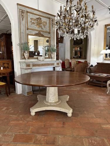French Custom Made Round Oak Dining Table by 