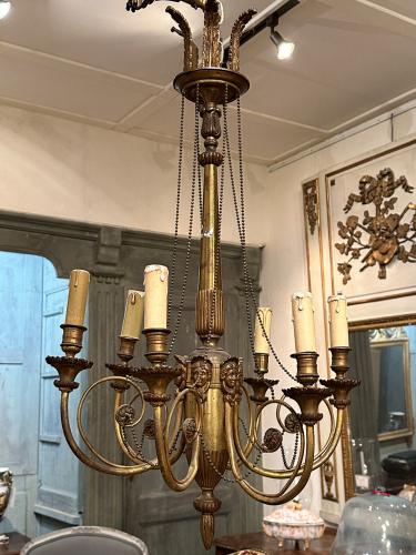 1920's French Bronze LXVI Style Chandelier by 