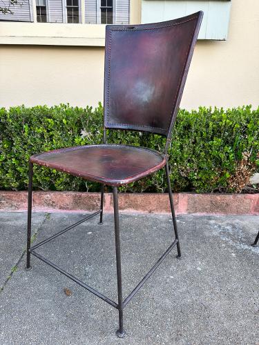 Set of 6 Iron & Leather Dining Chairs by 