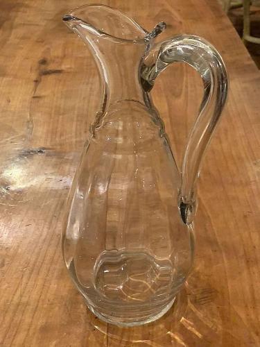Late 19th C. French Hand Blown Glass Pitcher by 