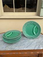Set/6 Barbotine/Majolica Asparagus Plates by Unknown