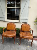 Pair of 19th C. French Larchwood Armchairs by 