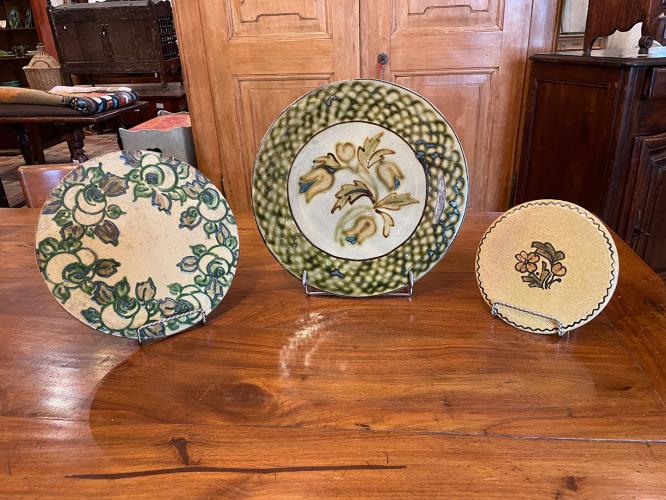 Set of 3 Decorative French Pottery Plates by 