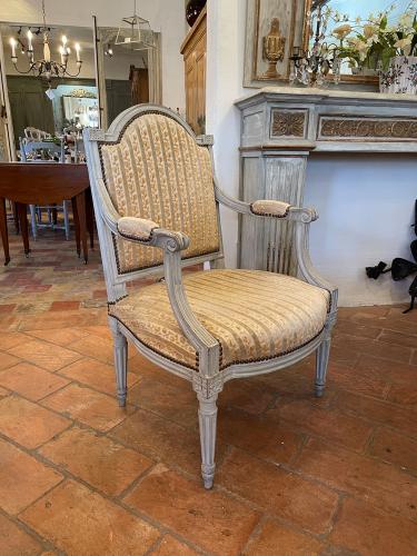 18th C. French Painted LXVI Armchair by 