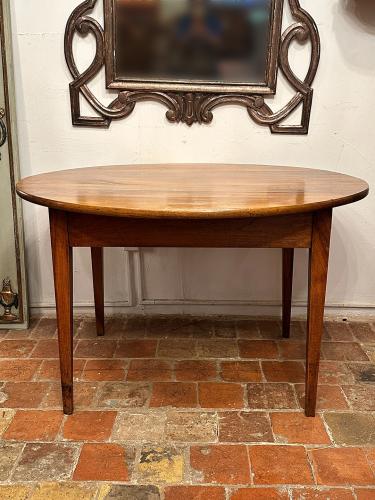 19th C. French Oval Walnut Table by 