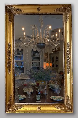 19th C. French Restoration Gilded Wood Mirror by 